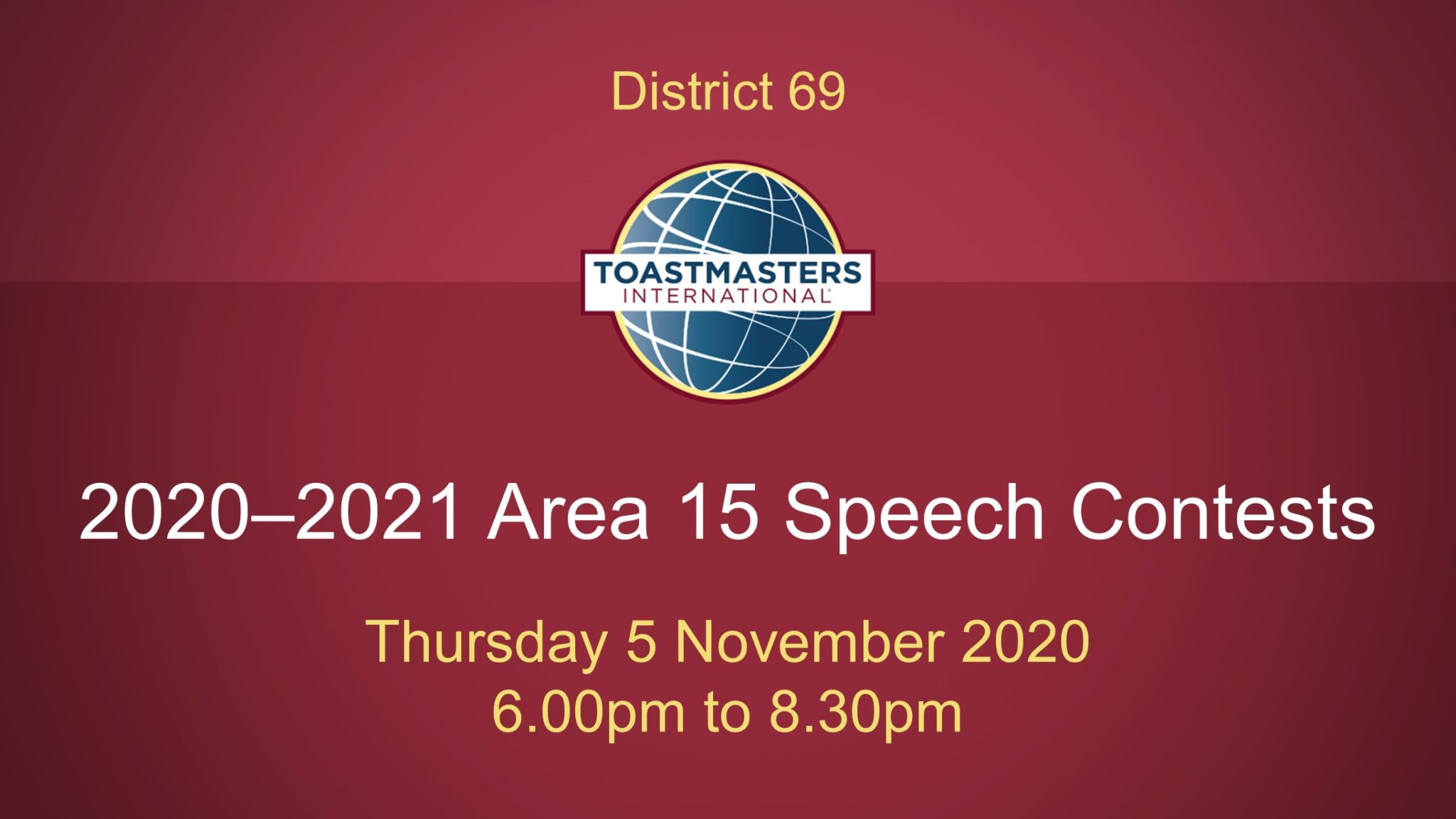 Area 15 Speech Contests - Toastmasters District 69